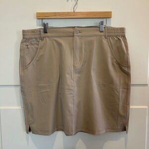 Tilley Womens XL Khaki Tan Ripstop Hiking Skort Built-in Shorts Active Outdoor